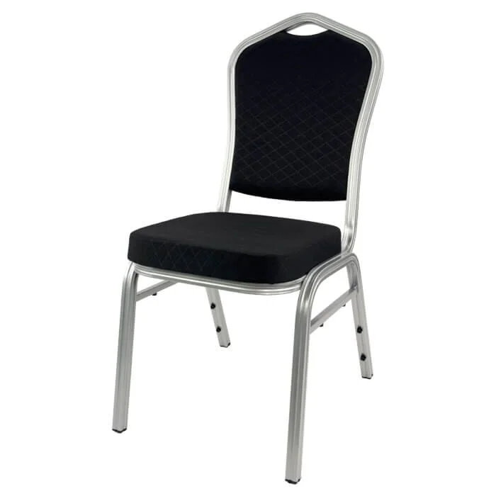 Profile view of Diamond Aluminium Banqueting Chair in Black Fabric