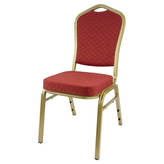 Profile view of Diamond Aluminium Banqueting Chair in Red Fabric