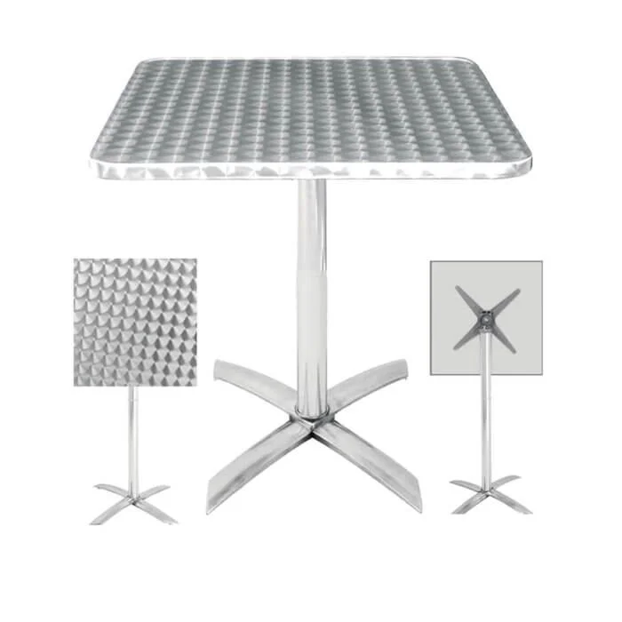 Square Flip Top Aluminium Bistro Table 60cmL x 60cmW - Height 70cm
