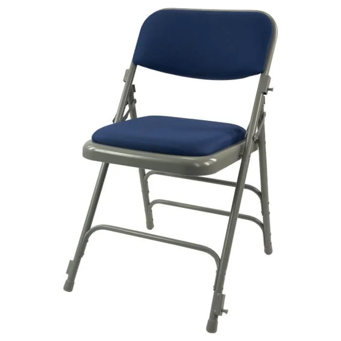 Profile view of Blue Comfort Folding Chair