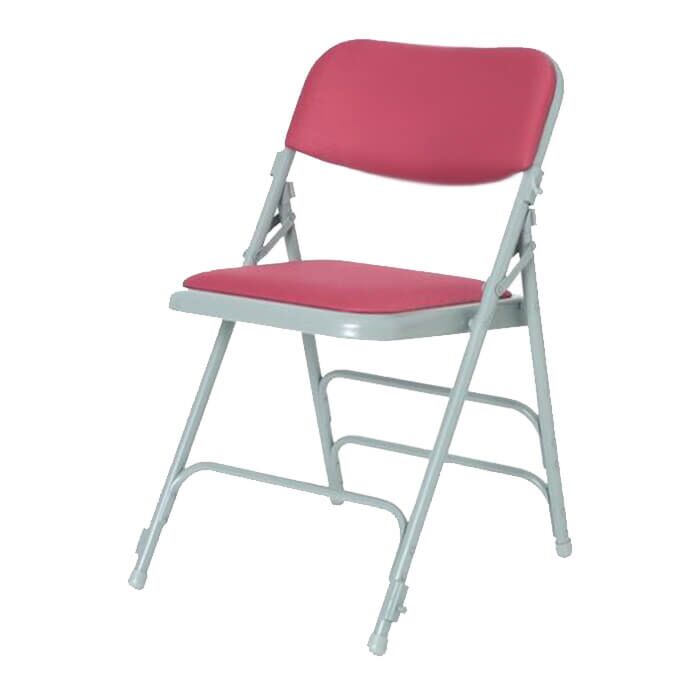 Profile view of Burgundy Comfort Folding Chair