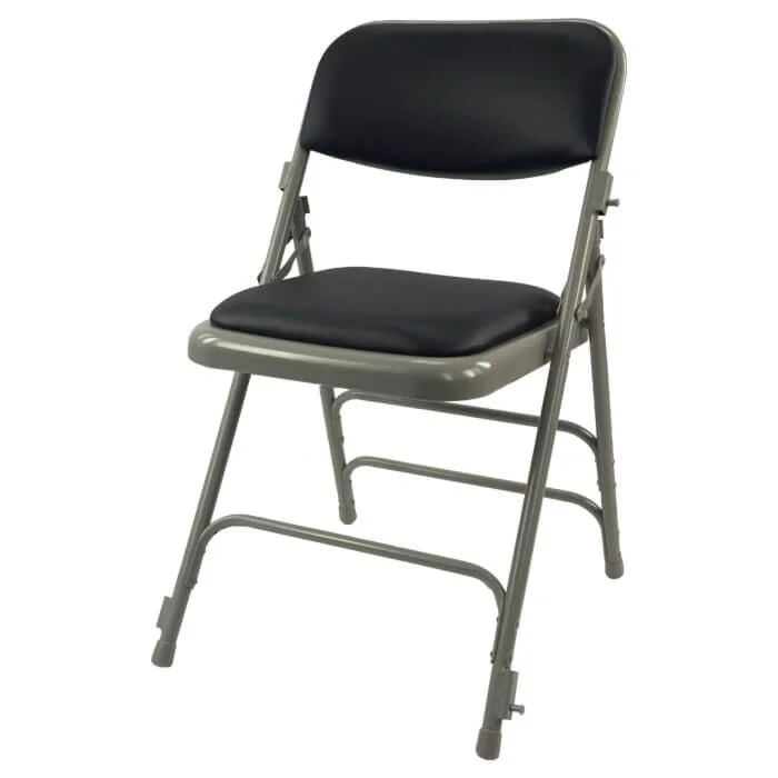 Comfort Folding Chair Grey Frame Black Vinyl