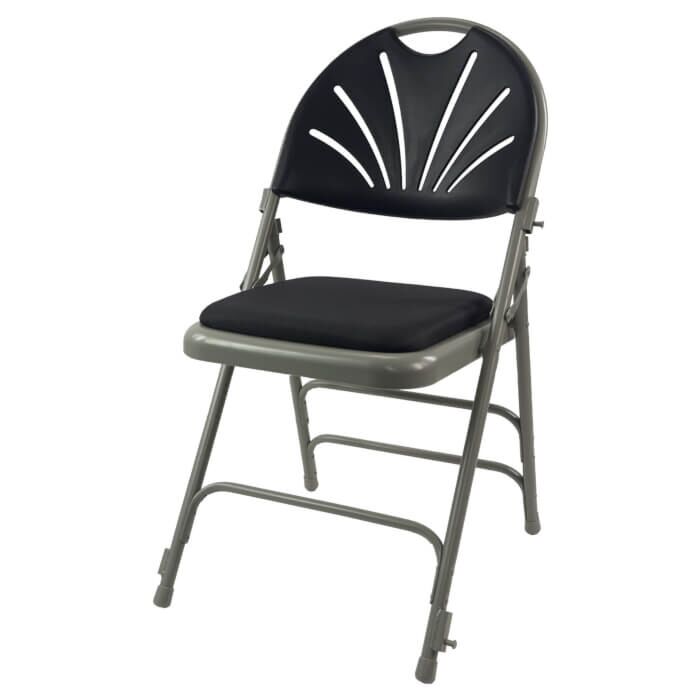 Profile view of Charcoal Comfort Plus Folding Chair