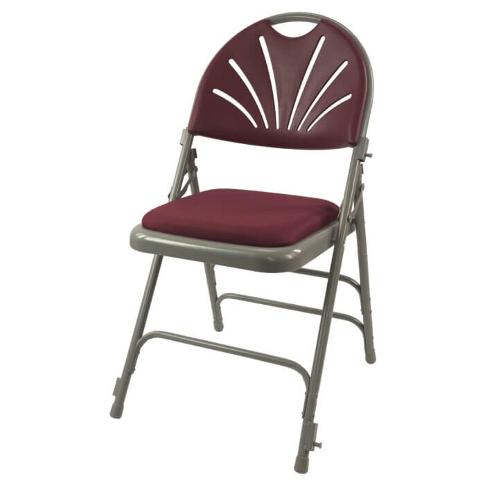 Profile view of Burgundy Comfort Plus Folding Chair