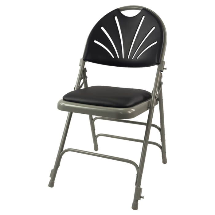 Profile view of Black Vinyl Comfort Plus Folding Chair