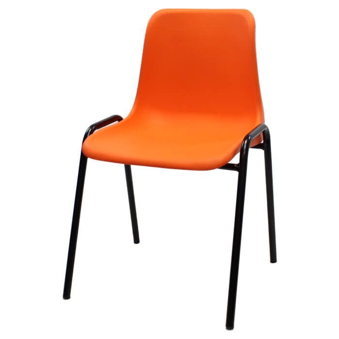 Economy Plastic Stacking Chair - Orange Shell Black Frame