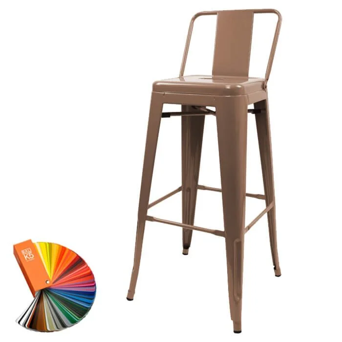Bespoke RAL Colour Tolix Style 76cm Bar Height Stool with Low Back