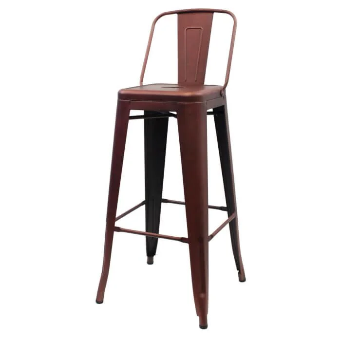 Tolix Style 76cm Bar Height Stool Low Back - Copper