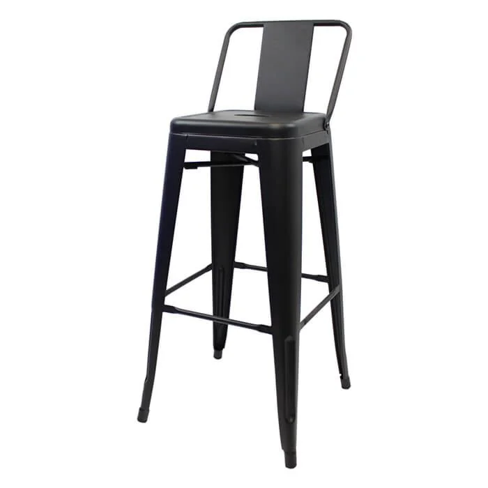 Profile view of Gun Metal Grey Tolix Bar Height Stool Low Back
