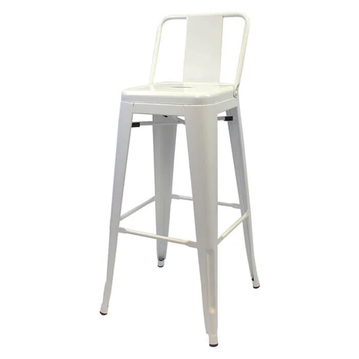 Profile view of White Tolix Bar Height Stool Low Back