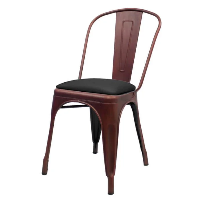 Tolix Style Side Chair Copper with Upholstered Dome Seat