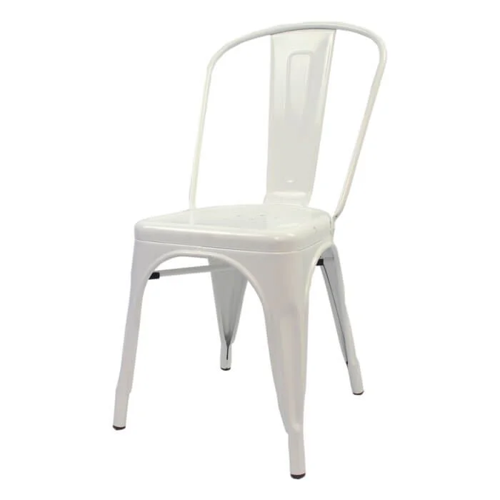 Profile view of White Tolix Side Chair