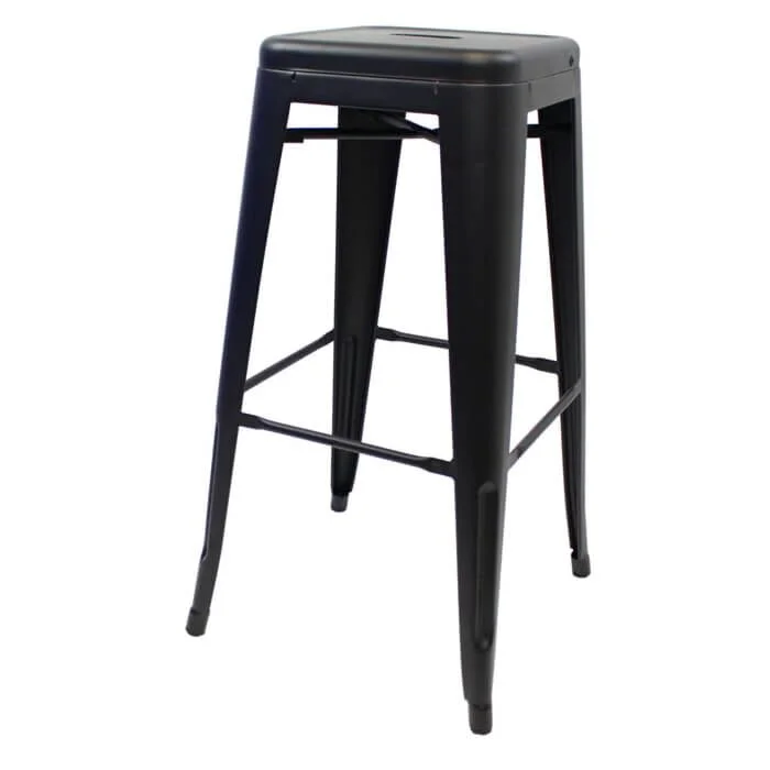 Profile view of Matte Black Tolix Bar Height Stool