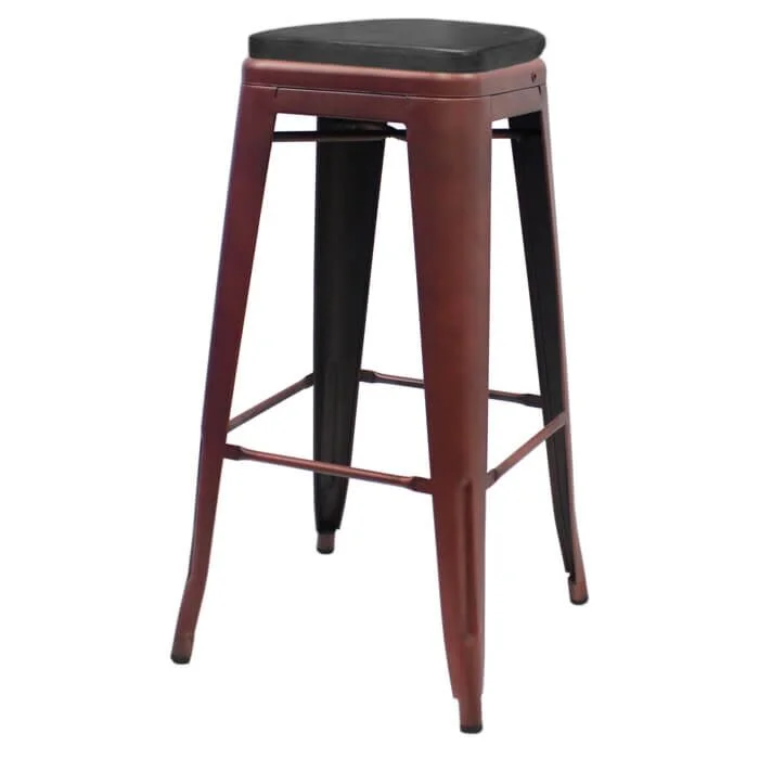Tolix Style 76cm Bar Height Stool Copper with Upholstered Box Seat