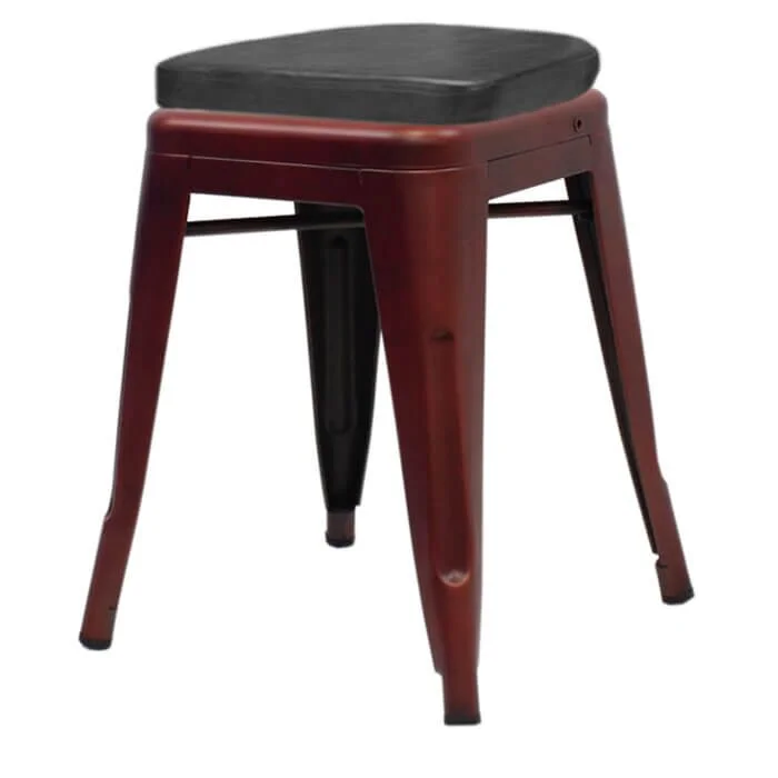 Tolix Style 46cm Low Stool Copper with Upholstered Box Seat