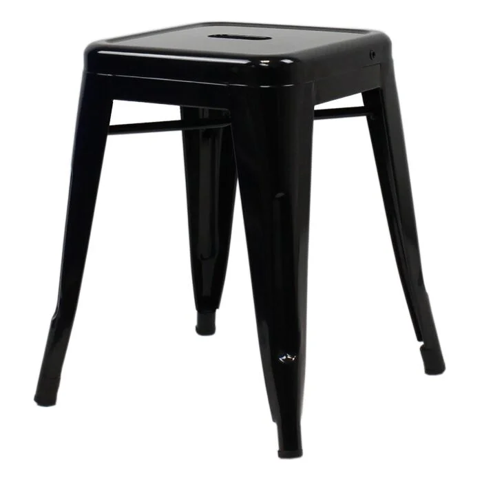 Profile view of Gloss Black Tolix Low Stool