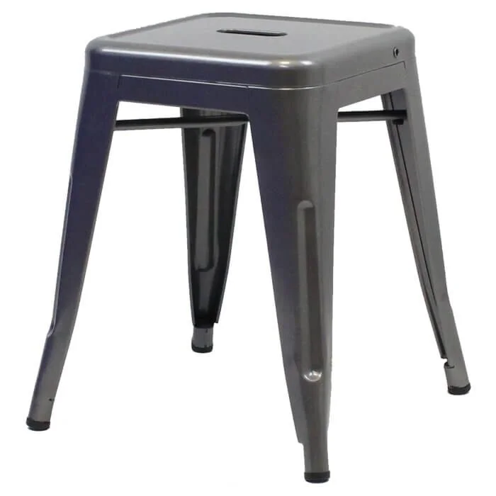 Tolix Style 46cm Low Stool - Gloss Gun Metal