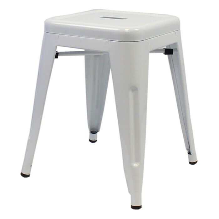 Profile view of White Tolix Low Stool