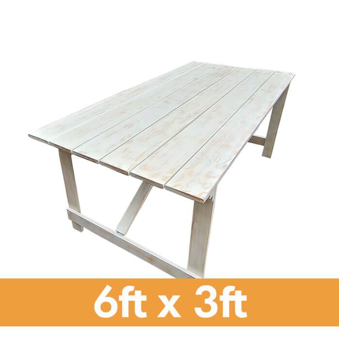 Folding Farm Table - Limewash - 6ft x 3ft (183cm x 92cm)