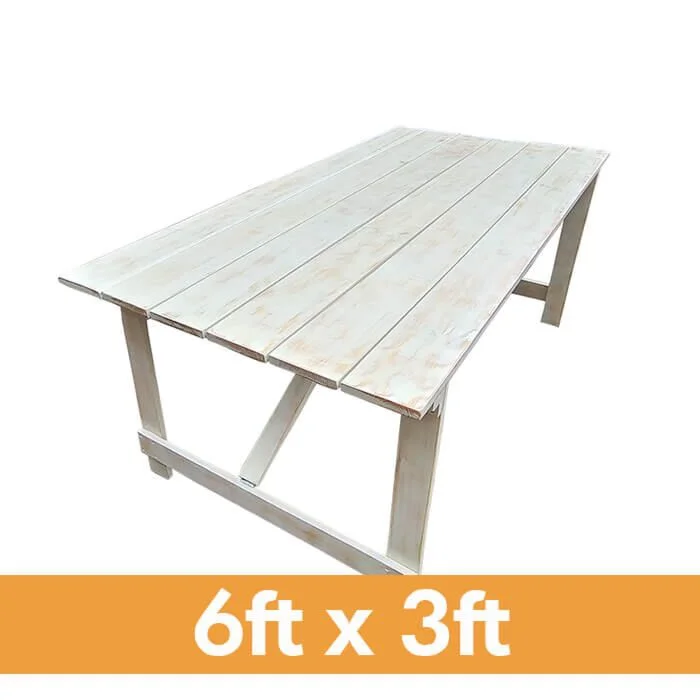 Folding Farm Table - Limewash - 6ft x 3ft (183cm x 92cm)