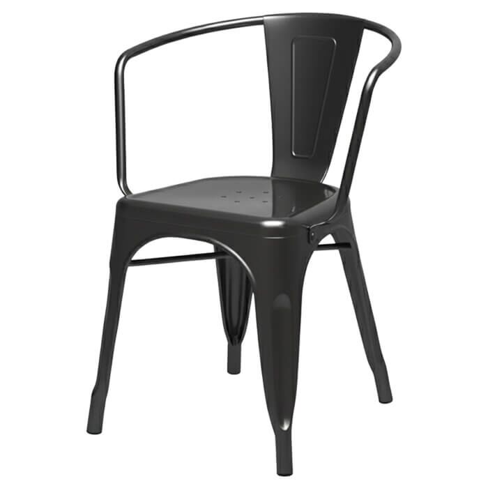 Tolix Style Armchair - Gloss Gun Metal