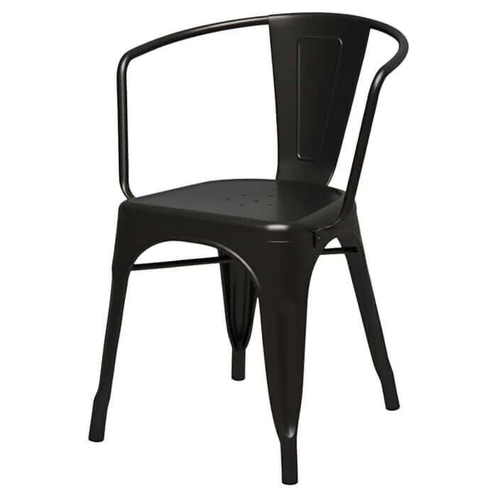 Tolix Style Armchair - Matte Black
