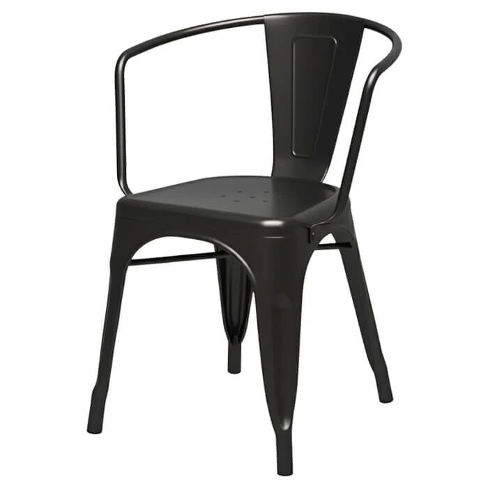 Tolix Style Armchair - Matte Gun Metal
