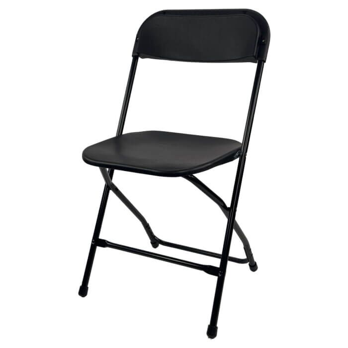 Profile view of Black Economy Plastic Folding Chair