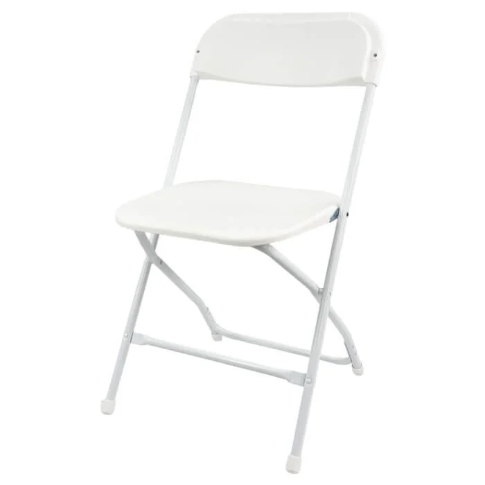 Profile view of White Economy Plastic Folding Chair