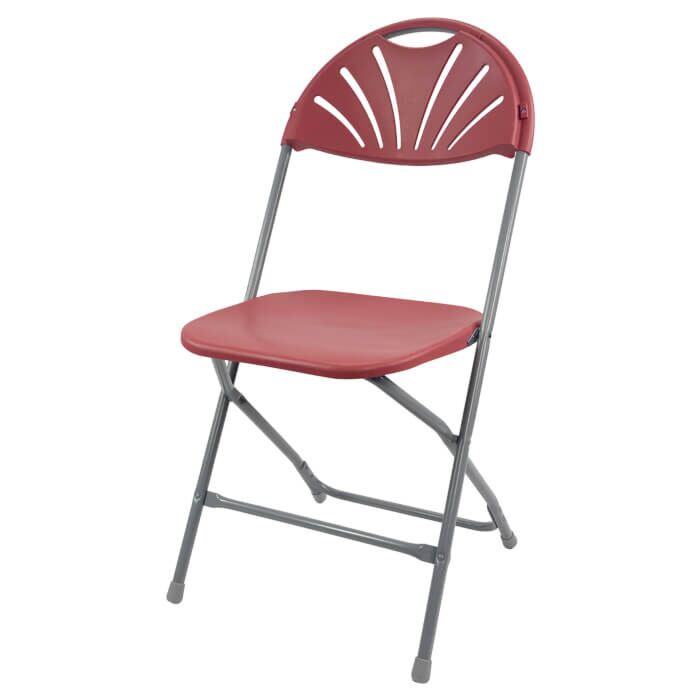 Profile view of Burgundy Economy Fanback Plastic Folding Chair
