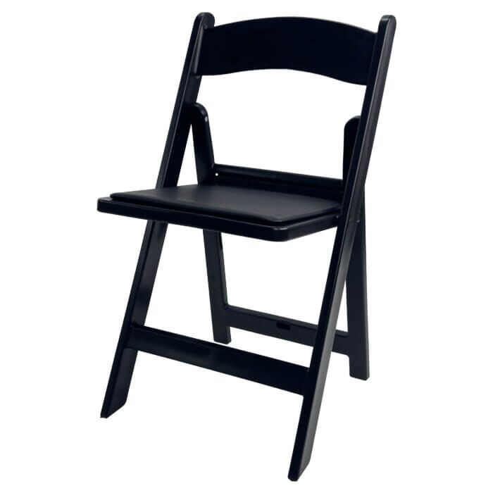 Profile view of Black Wedding Folding Chair
