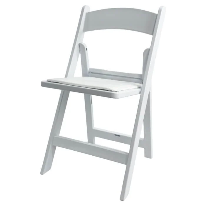 Profile view of White Wedding Folding Chair