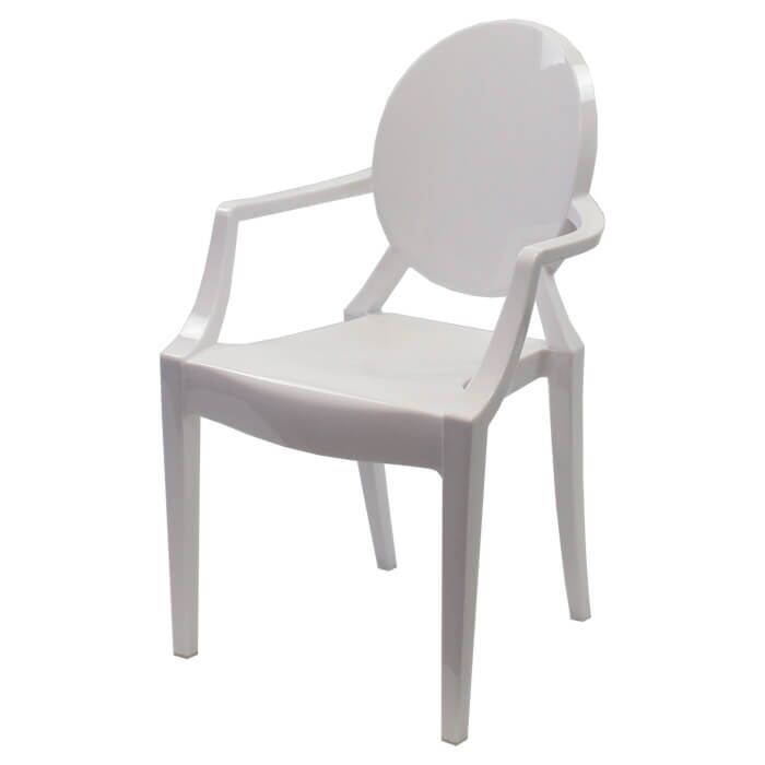 Children's Resin Louis Chair with Arms - White