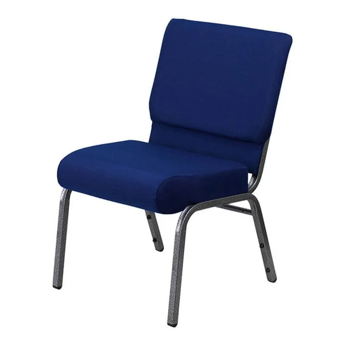 Profile view of Worship Church Chair in Blue Fabric