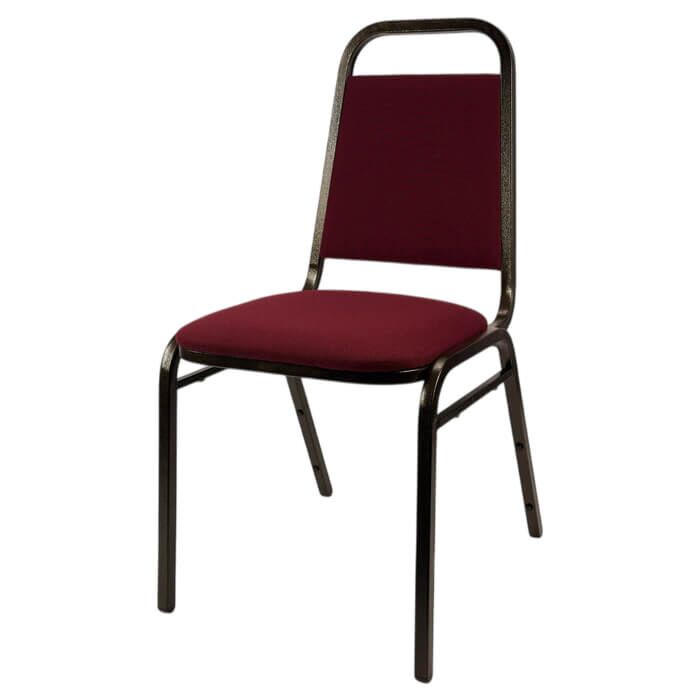 Profile view of Economy Steel Banqueting Chair in Burgundy Fabric