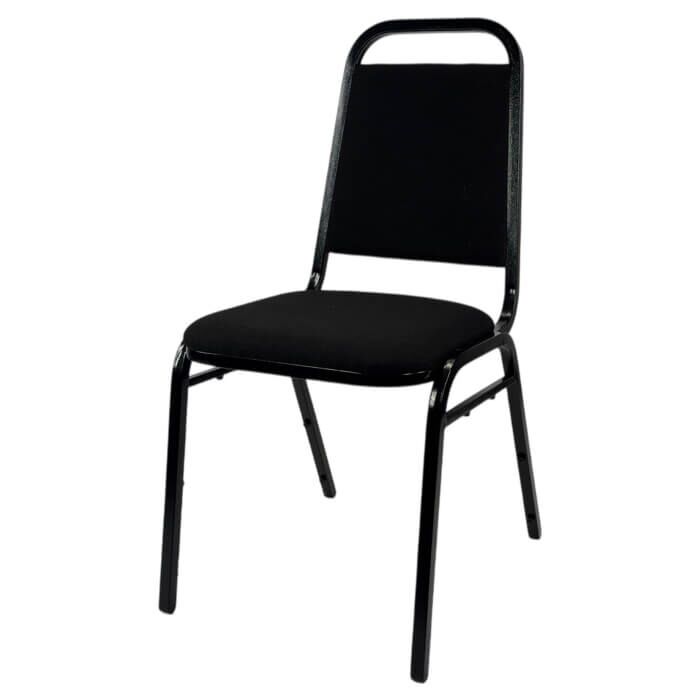 Profile view of Economy Steel Banqueting Chair in Black Fabric