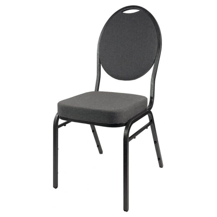 Steel Oval Back Banqueting Chair - Silver Vein Frame Grey Fabric