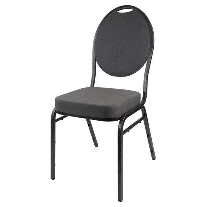 Steel Oval Back Banqueting Chair - Silver Vein Frame Grey Fabric