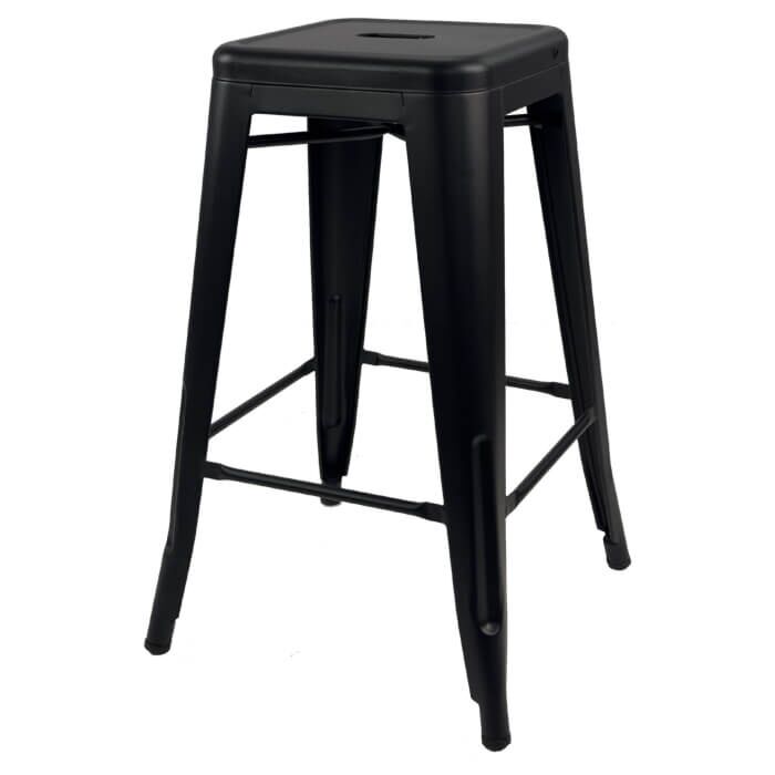 Tolix Style Breakfast Bar Stool - Matte Black