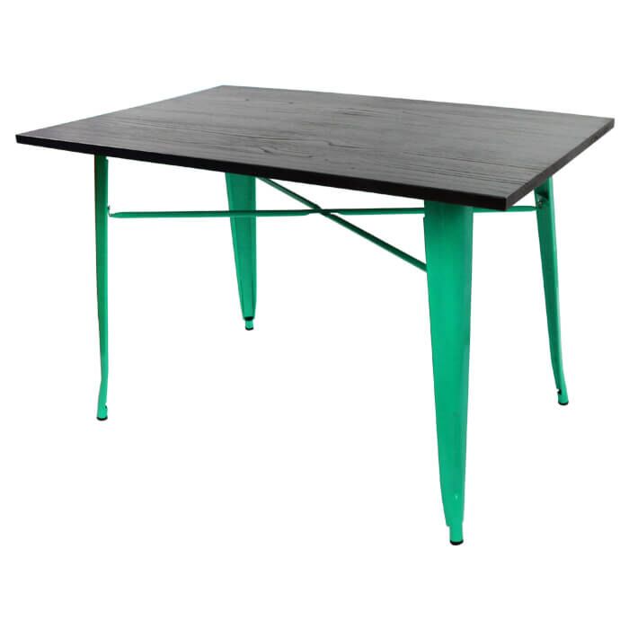 Tolix Style Dining Table - 120cm x 80cm Rectangle - Bespoke with Dark Oak Top