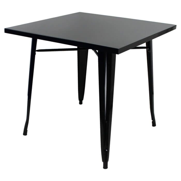 Tolix Style Dining Table - 80cm Square - Gloss Black