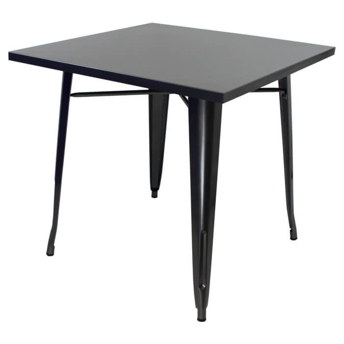 Tolix Style Dining Table - 80cm Square - Gloss Gun Metal