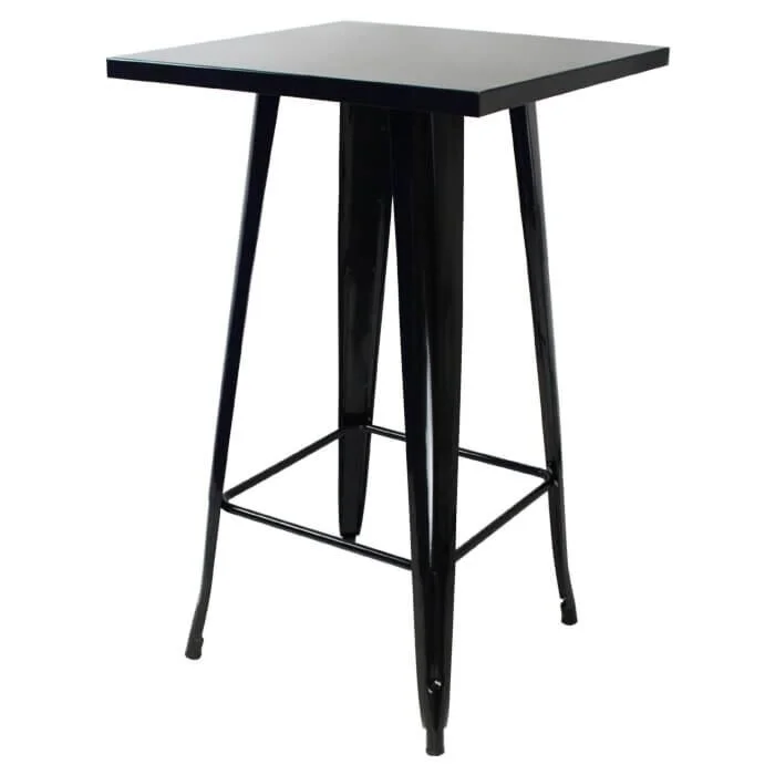 Tolix Style Bar Table - 60cm Square - Gloss Black