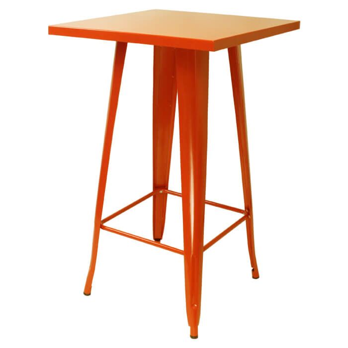 Tolix Style Bar Table - 60cm Square - Gloss Orange