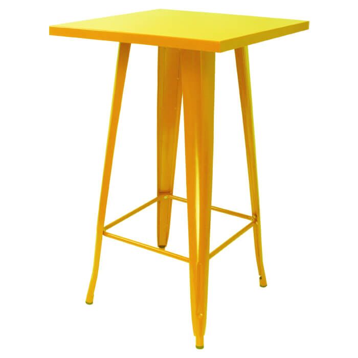 Tolix Style Bar Table - 60cm Square - Gloss Yellow