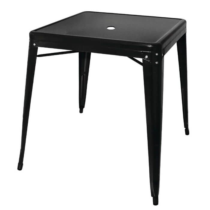 Tolix Style Stacking Dining Table - 66cm Square - Gloss Black