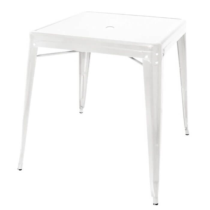 Tolix Style Stacking Dining Table - 66cm Square - Gloss White