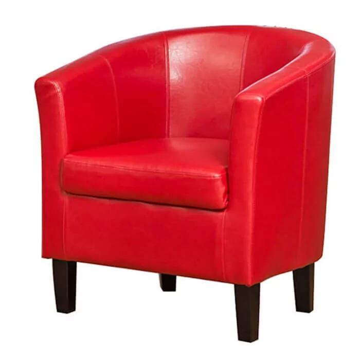 Tub Chair - Faux Leather Red