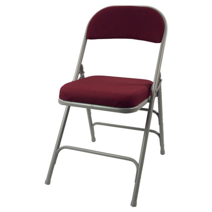Premium Comfort Plus Extra Folding Chair Silver Frame Red Fabric