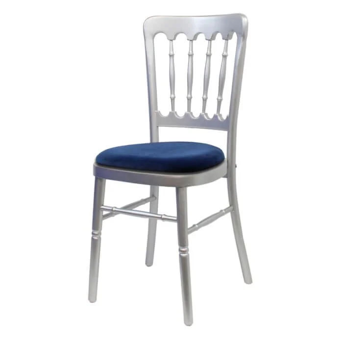Silver UK Cheltenham Chair with Blue Seat Pad